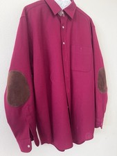 VTG Pendleton Shirt Men's Large Red Virgin Wool Leather Elbow Patch Made In USA