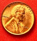 1942-P Lincoln Wheat Cent Penny GEM RED BU From an Original Bank Roll