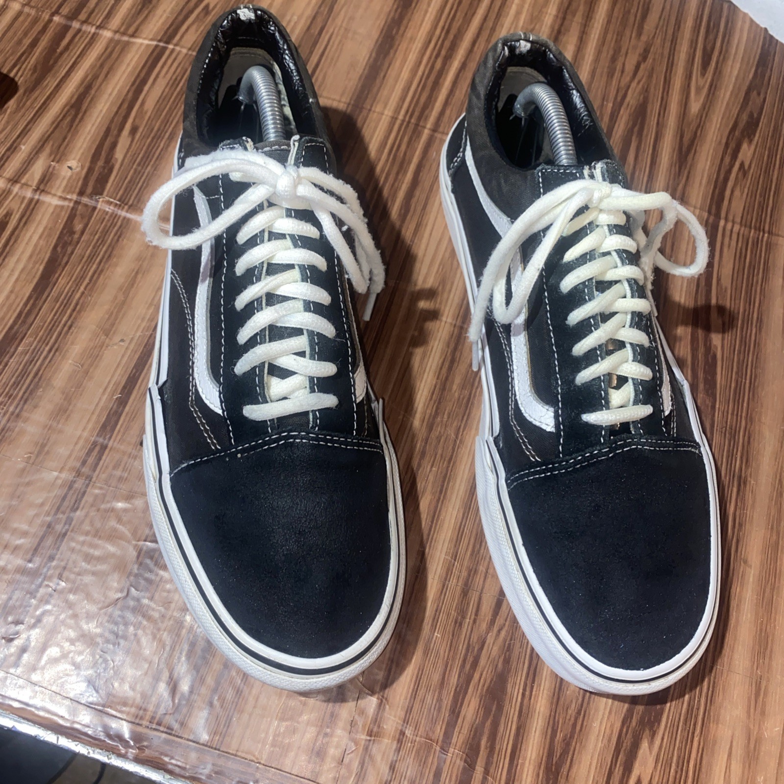 VANS Skate Old Skool Suede Canvas Black White Shoes Men's Size 10 USED read desc