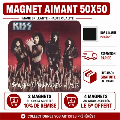 Magnet Kiss smashes and hits 5x5 cm Aimant Frigo pop hard rock - Photo 1/4