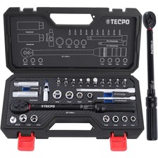 TECPO DREHMOMENTSCHLÜSSEL SET 27-TLG 3/8" 5-50NM CR-V 72 ZÄHNE 375 MM mit NÜSSEN