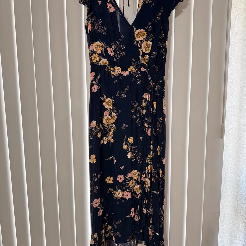 band of gypsies black floral maxi dress Band of Gypsies Button Front Floral Maxi Dress in Navy & Coral