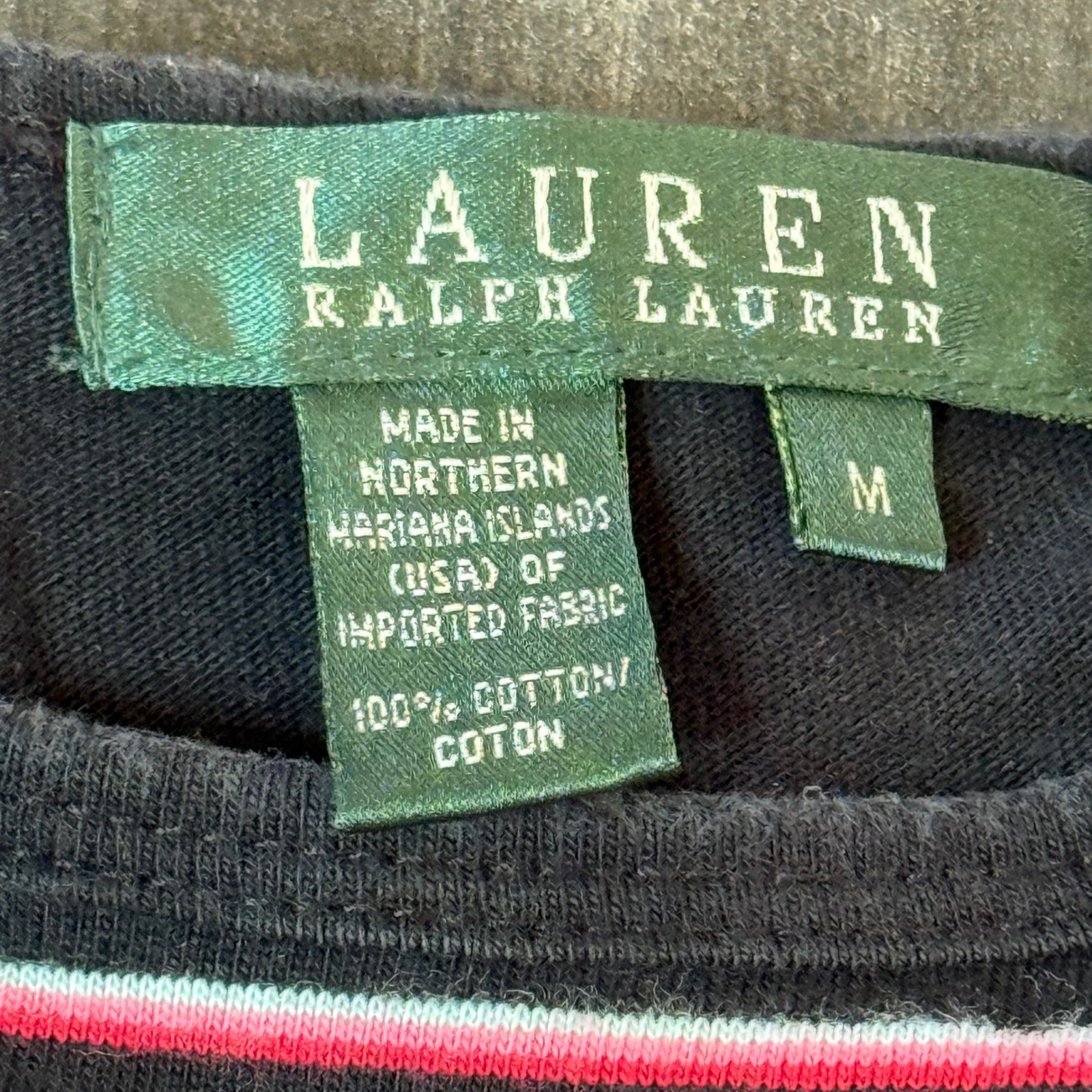 Lauren Ralph Lauren Striped T-Shirt Cotton Short Sleeve Top Tee Size M thumbnail 2