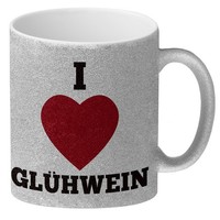 I Love GlüHwein Glitzer-Glitzer-Kaffeebecher