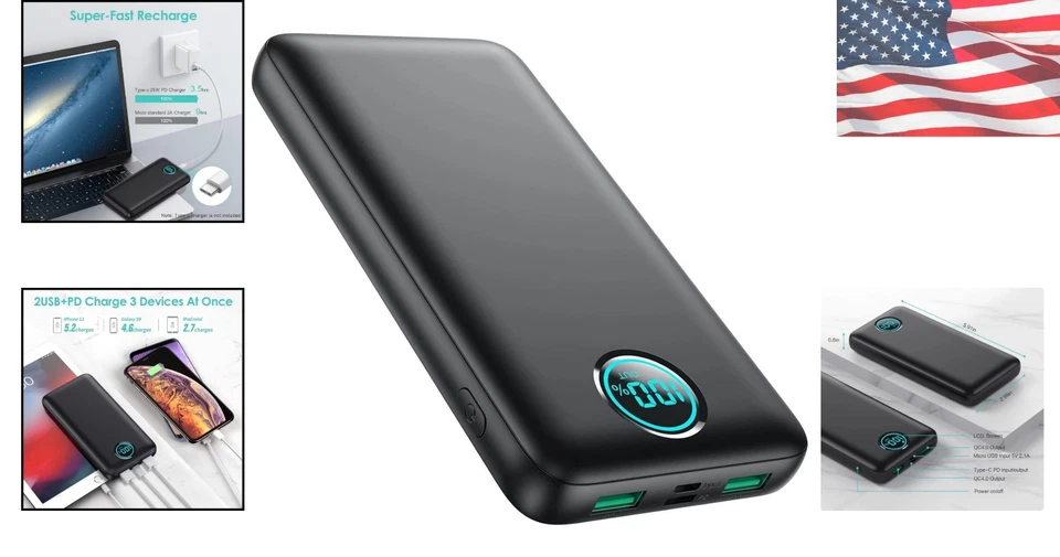 Cargador Alta Capacidad 30.800mAh con Indicador LCD - Banco de Alimentación Carga Rápida 25W Foto 2 de 4