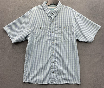 World Wide Sportsman Mens Button Up Check Shirt Fishing Short Sleeve Large