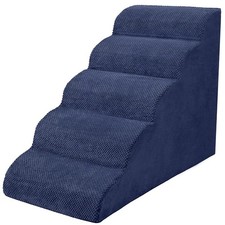 5 Tier Foam Dog Stairs for Bed Sofa Couch High Density Pet Ramp W/Washable Cover