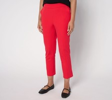 Isaac Mizrahi Live Regular 24/7 Stretch Icon Straight Leg Crop Pants Hot Chili
