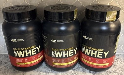Lot Of 3 Optimum Nutrition Gold Standard  100% Whey, Banana Cream 2 Lbs READ