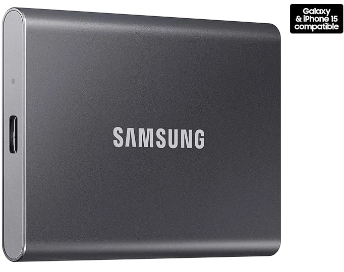 SSD externo portátil Samsung T7 2 TB 1050 MB/s gris Foto 2 de 2
