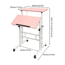 Mobile Stand up Desk, Small Adjustable Standing Desk with Wheels Home Office.