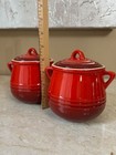 2 Vtg LE CREUSET MINI BEAN POT *LIDDED *CERAMIC *MATCHING *PRE-OWNED *EXCELLENT — photo 4