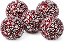 Decorative Glass Mosaic Sphere Balls, 3 Inch Diameter, Set of 5, Table Centerpie