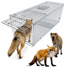 Live Animal Cage Trap 59" X 22" X 20" Steel Cage Catch Release Animal Cage