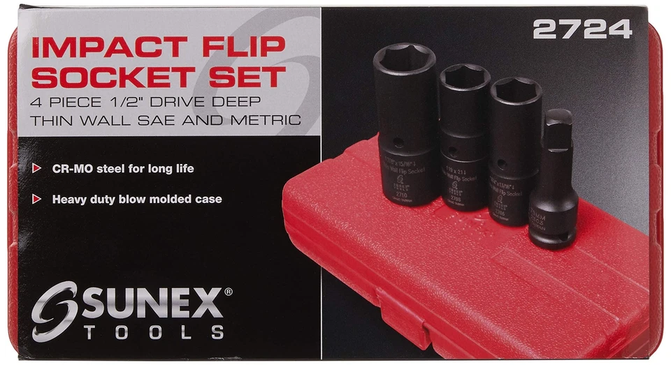 2724 1/2-Inch Drive Deep Thin Wall Flip Socket Set, 4-Piece - Image 2 of 4