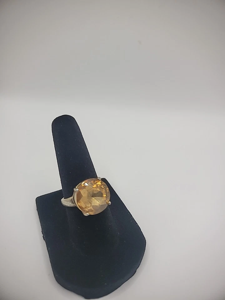 Vintage Ann Taylor Ring Size 5.5 Gold Tone Brown Stone Jewelry Costume - Image 4 of 4