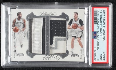 2017-18 Flawless Dual Diamond Memorabilia 2/25 Kawhi Leonard Pau Gasol PSA 9 3d3
