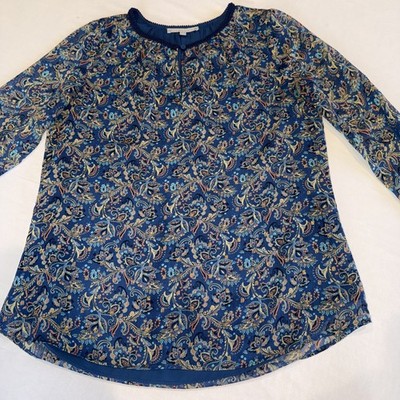 Daniel Rainn Women's Blues Long Sleeve Sheer Blouse Size Medium Beautiful Design