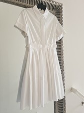 ALEXANDER MCQUEEN Cotton Poplin Short Sleeve Dress White IT 42 US 6 M Org $1,895