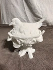 Westmoreland 1940s VTG Milk Glass Dove Robin Bird on Nest Covered Candy Nut Dish