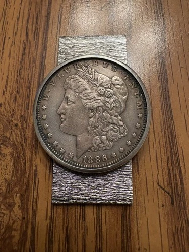 Rare Vintage 1886-F Morgan Silver Dollar Money Clip - Good Condition