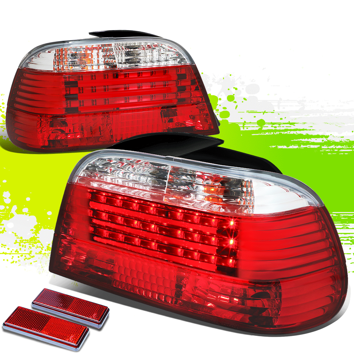 FOR 95-01 BMW E38 7-SERIES CLEAR LENS HOUSING RED LED REAR SIGNAL