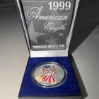 U.S. Mint American Eagle 1999 1 oz Silver Colorized Coin in Display Case