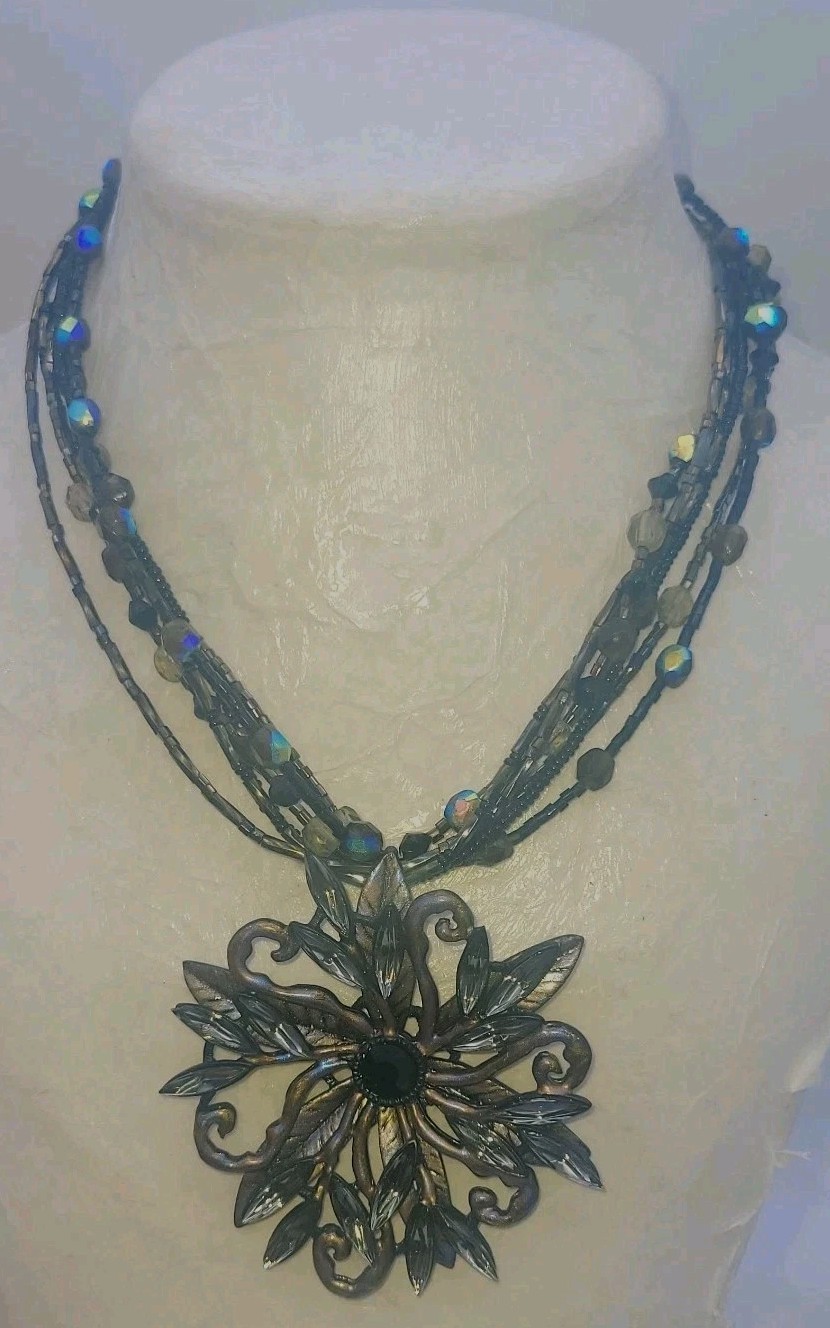 Chico's Statement Necklace MultiStrand Wire Bold … - image 1