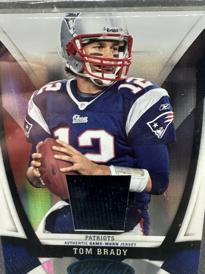 2009 Certified - Tom Brady #74 Mirror Blue Materials 1/100 - Image 3 of 4