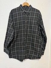 Jos A Bank Traveler Shirt Men  s Large Long Sleeve Button Down Black Plaid