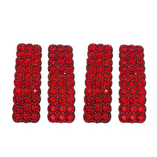 4Pcs Red Rhinestones Snap Hair Clips for Women Girls Rectangular Hairpins Korean