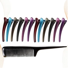 13 Pcs Hairdressing Plastic Duckbill Clip Hair Styling Partition Clamp