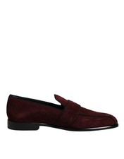 Dolce & Gabbana Bordeaux Suede Loafers Formal Men Dress Men's Shoes Authentic