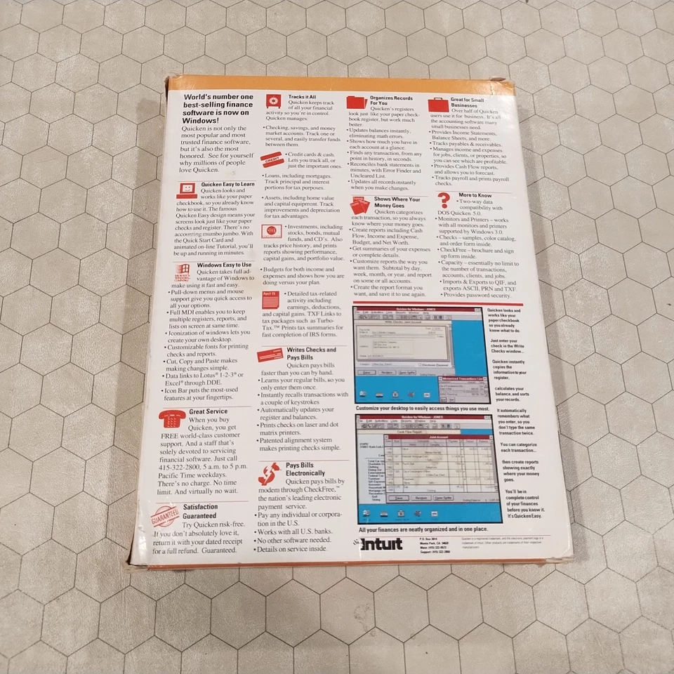 Intuit Quicken 1.01, DOS/Windows, 3.5" floppy disks, 1992, Tandy - Image 2 of 4