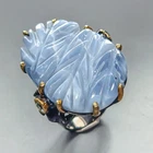 Vintage ring 38 ct Natural Blue Opal Ring 925 Sterling Silver Size 7 /R456566