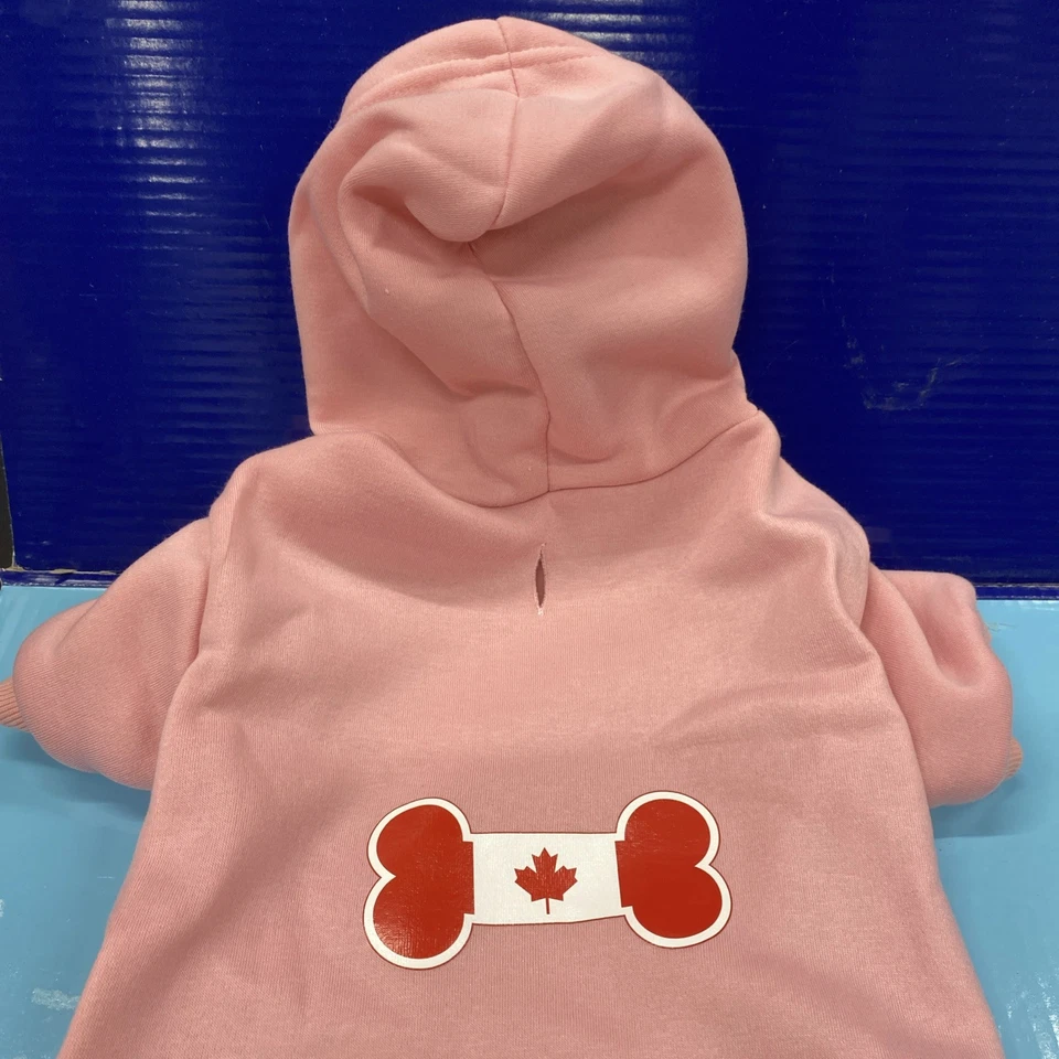 Sudadera con Capucha Serigrafiada para Mascotas, Perros y Gatos, "Bandera Canadiense en Forma de Hueso" XXL Clara Foto 2 de 3