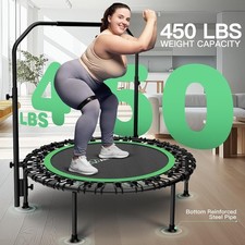 450lbs Folding Mini Exercise Trampoline w/Adjustable Handle Round Jump Rebounder