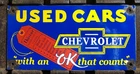 VINTAGE CHEVROLET USED CARS 12” PORCELAIN DEALER SIGN
