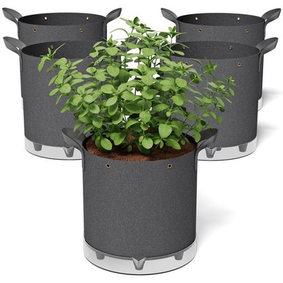 -Watering Grow Bags, 5-Pack 5 Gallon 420G Thick Nonwoven Fabric Pots with Rei...