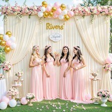 10 Panels Champagne Backdrop Curtain for Parties Wedding Baby Shower Photos