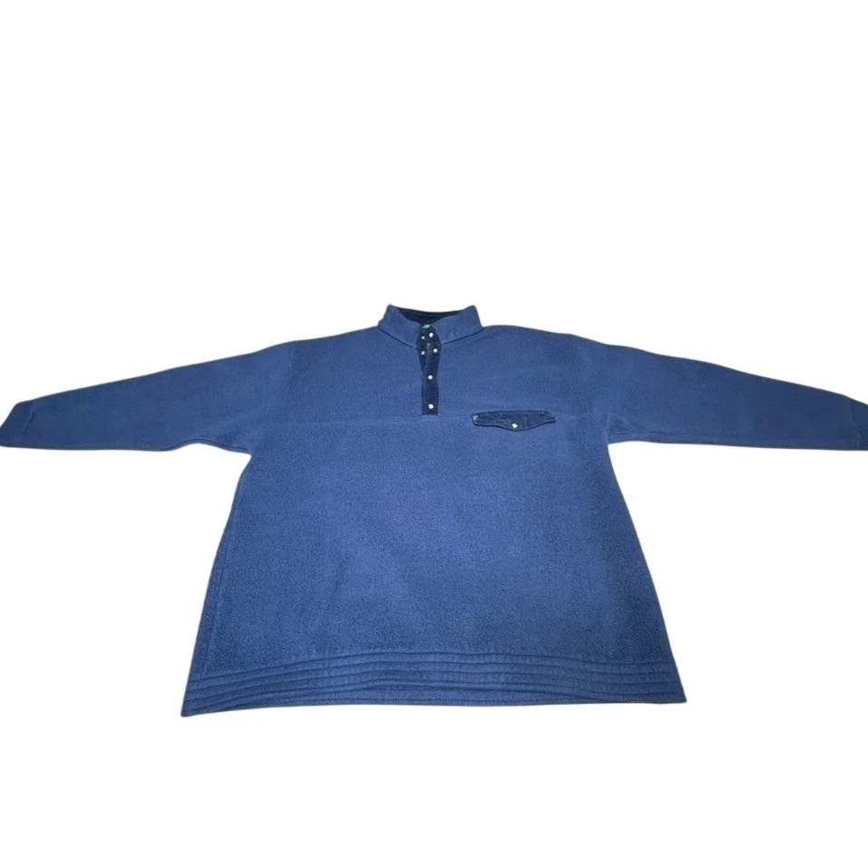 NEW MAN VTG Blue Fleece Pullover Snap Neck Ski Graphic Sweatshirt Men SZ 5(L?)