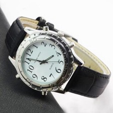 English Talking Watch For Blind Stainless Steel Case Quartz Analog Wrist Watch