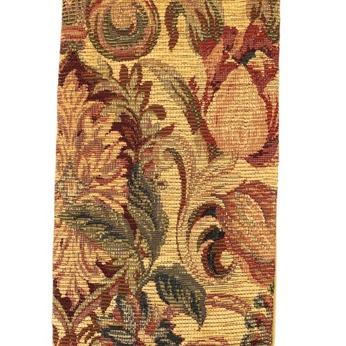 Vintage Wall Tapestry Bell Ringer Floral Red Tassel Brass Bow Hanger 42" x 6.25" - Picture 3 of 9