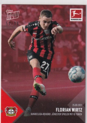 Topps Now 2021 Bundesliga Card #33 Florian Wirtz Record Red Parallel 54/99