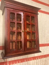CONCORD DOLLHOUSE MINIATURE 2 GLASS DOORS CABINET,  MAROON! EXCELLENT, L@@K!!!