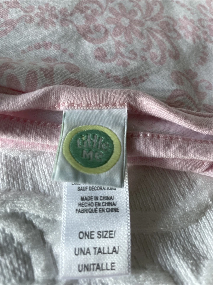 Manta Bebé Little Me Rosa Blanco Floral Corazones Arco Recepción Tejido Foto 4 de 4