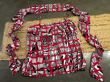 Vintage Lorch Of Dallas Red Black Spaghetti Strap Modern Shirt With Scarf L