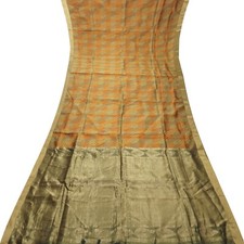Namaste Vintage Brown Sarees 100 Pure Silk Zari Handwoven Sari 5YD Craft Fabric