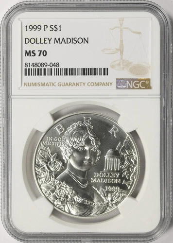 1999-P Dolley Madison  Silver Dollar $1 NGC MS70