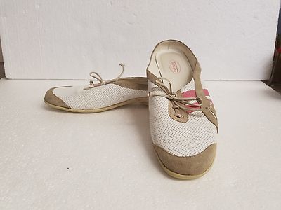 DAMEN Talbots Leder Knochen & Pink Slides-Size 9 M-SUEDE Detail-Laces-Preowned